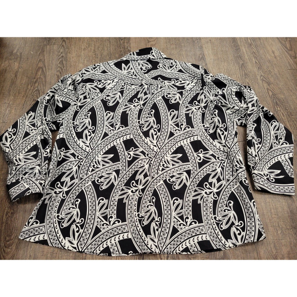 Foxcroft Black White Shaped Fit Women's Button 3/4 Sleeve Blouse Shirt Plus 20W - Picture 4 of 4